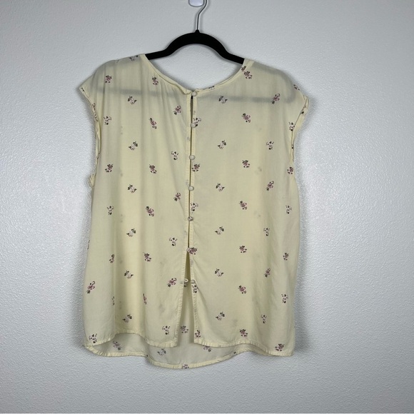 Abercrombie & Fitch Floral Short Sleeve Button Back Blouse Yellow Sz XL - Picture 5 of 6